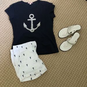 Nautical Shirt with Beaded Peal Anchor Women’s S